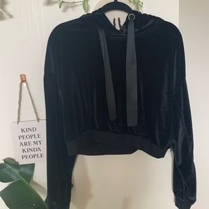 Velour Cropped Bershka Hoodie